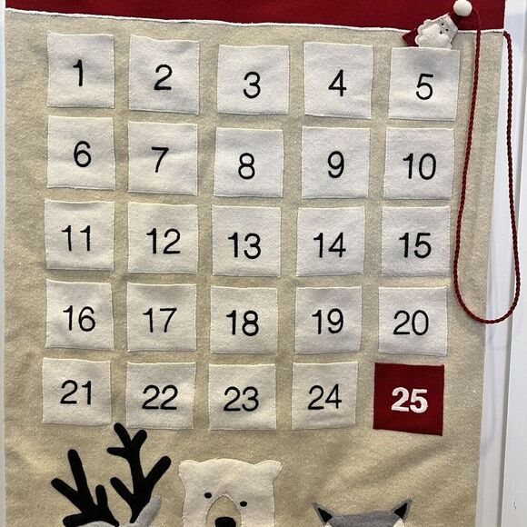 Crate & Barrel 2022 Wool Christmas Advent Calendar Polar Bear Fox Reindeer 33”x2 - Picture 4 of 11